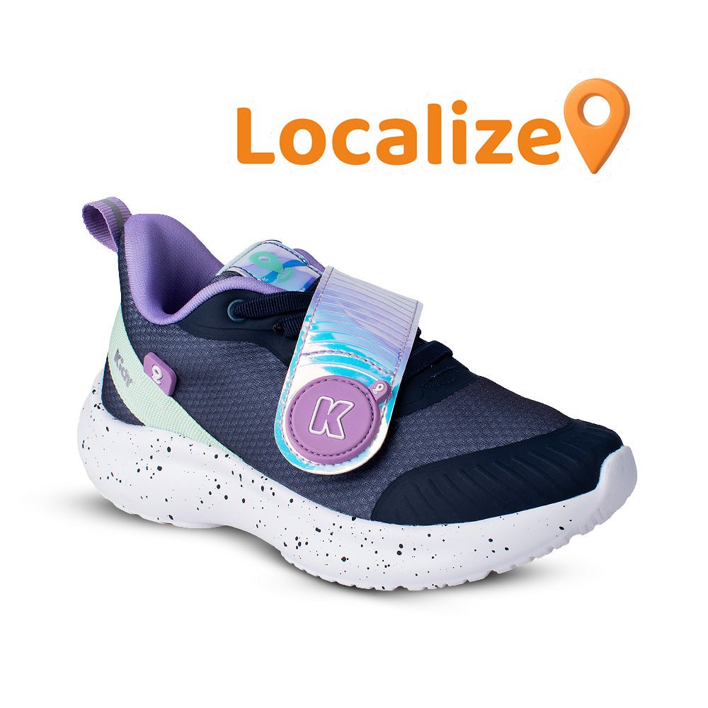 Tênis Infantil Menina Kidy Nuvem Localize Marinho e Lilás - Com Chip Localizador - Kidy Calçados - Tênis