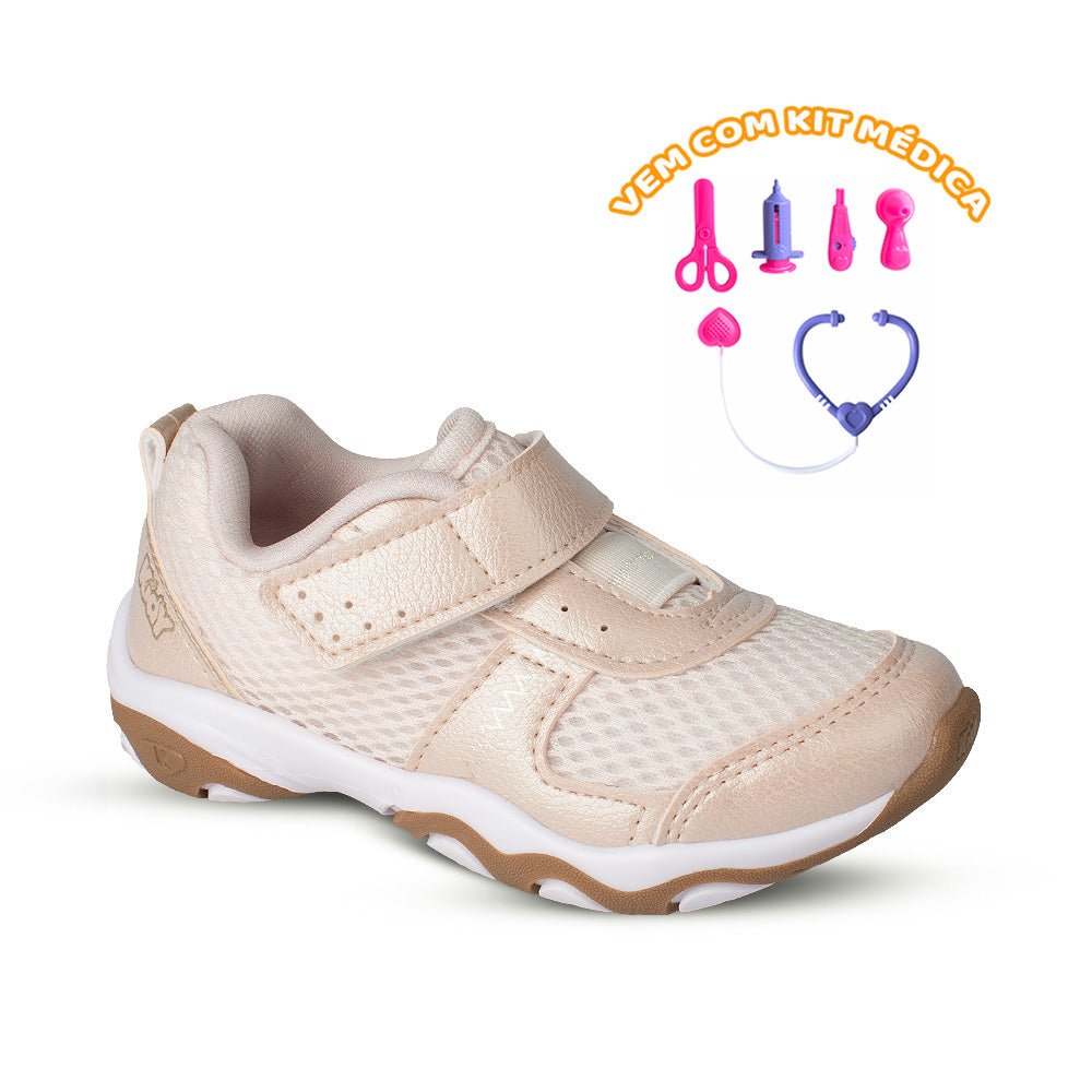 Tênis Infantil Menina Kidy Play Marfim Anatômico Com Brinquedo - Kidy Calçados -