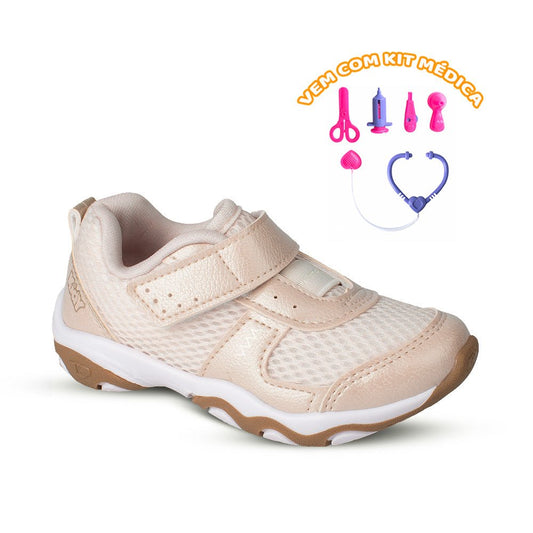Tênis Infantil Menina Kidy Play Marfim Anatômico Com Brinquedo - Kidy Calçados -