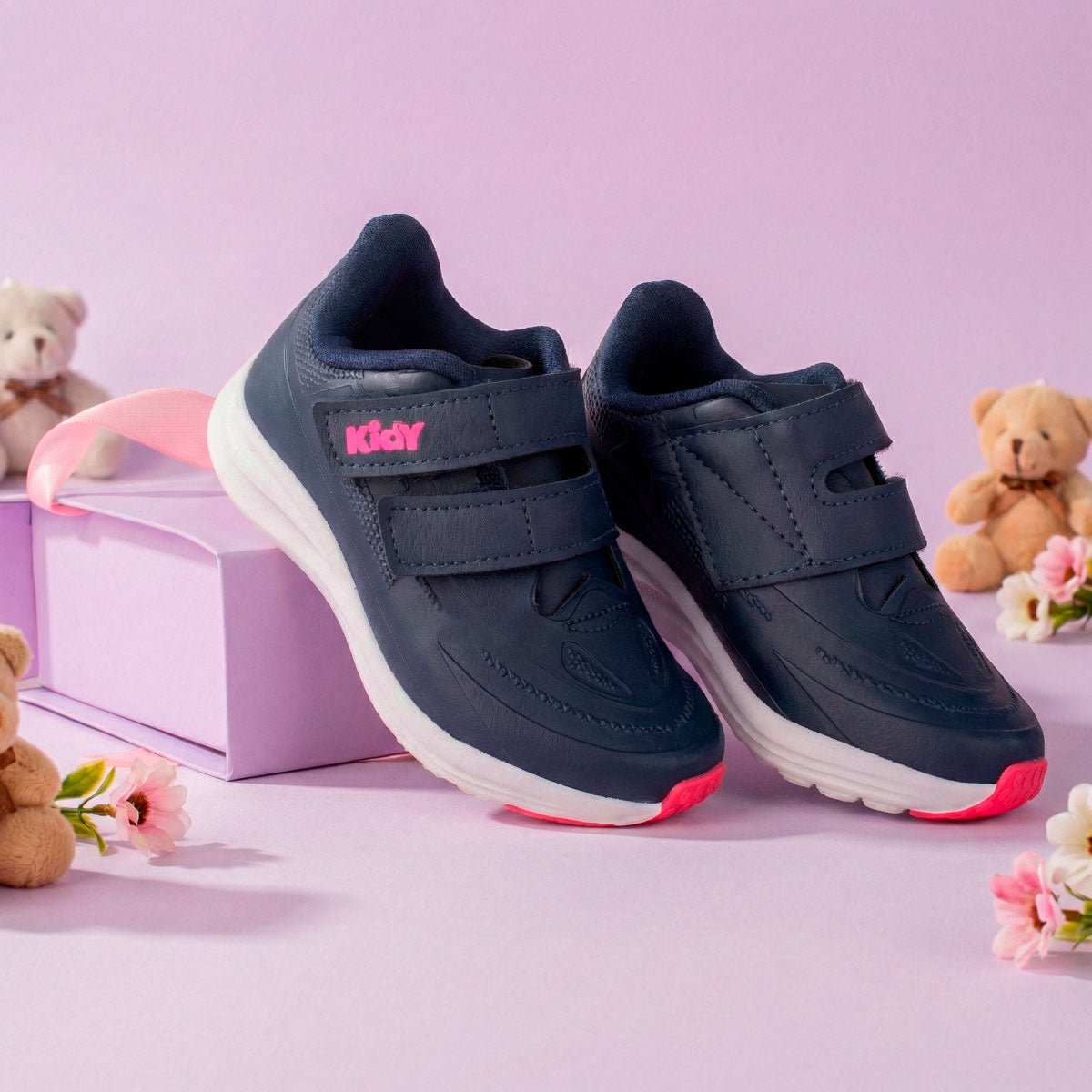 Tênis Infantil Menina Kidy Super Conforto Respitec Marinho e Pink - Kidy Calçados - Tênis