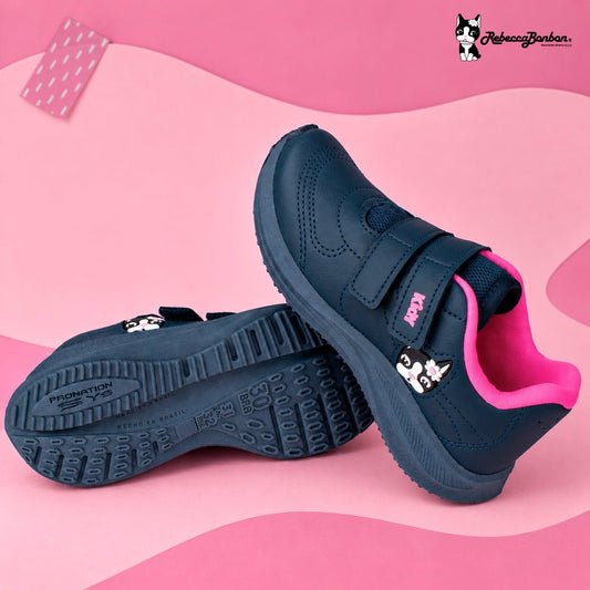 Tênis Infantil Menina Kidy Super Conforto Respitec Rebecca Bonbon Marinho/Pink - Kidy Calçados -