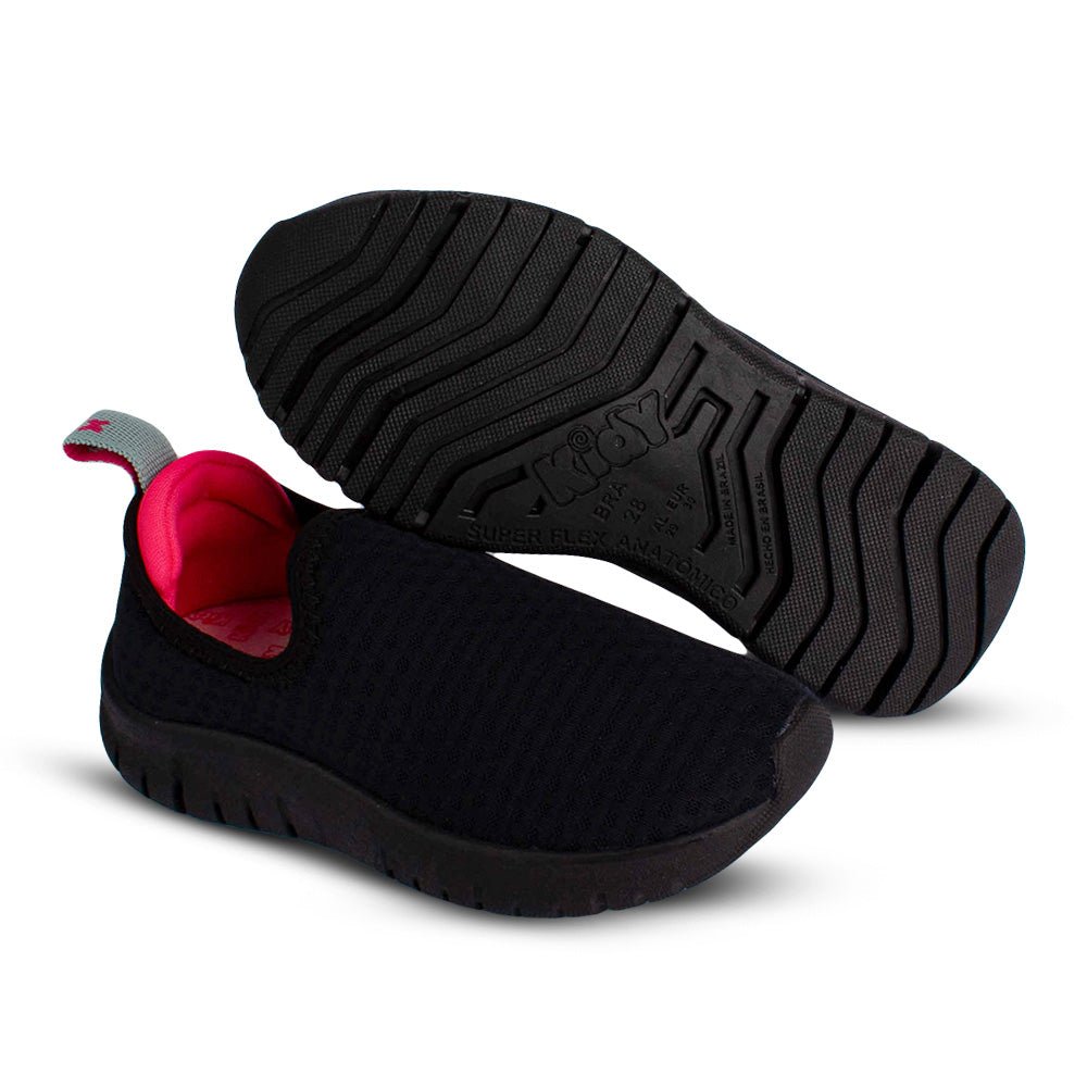 Tênis Infantil Menina Kidy Ultra Flex Preto Pink Neon Confortavel - Kidy Calçados - Tênis