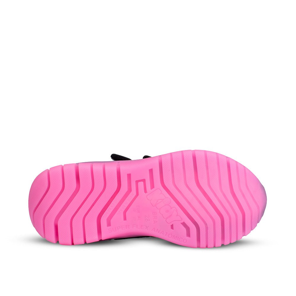 Tênis Infantil Menina Kidy Ultra Flexivel Preto/Pink Velcro Duplo Cano Alto - Kidy Calçados - 