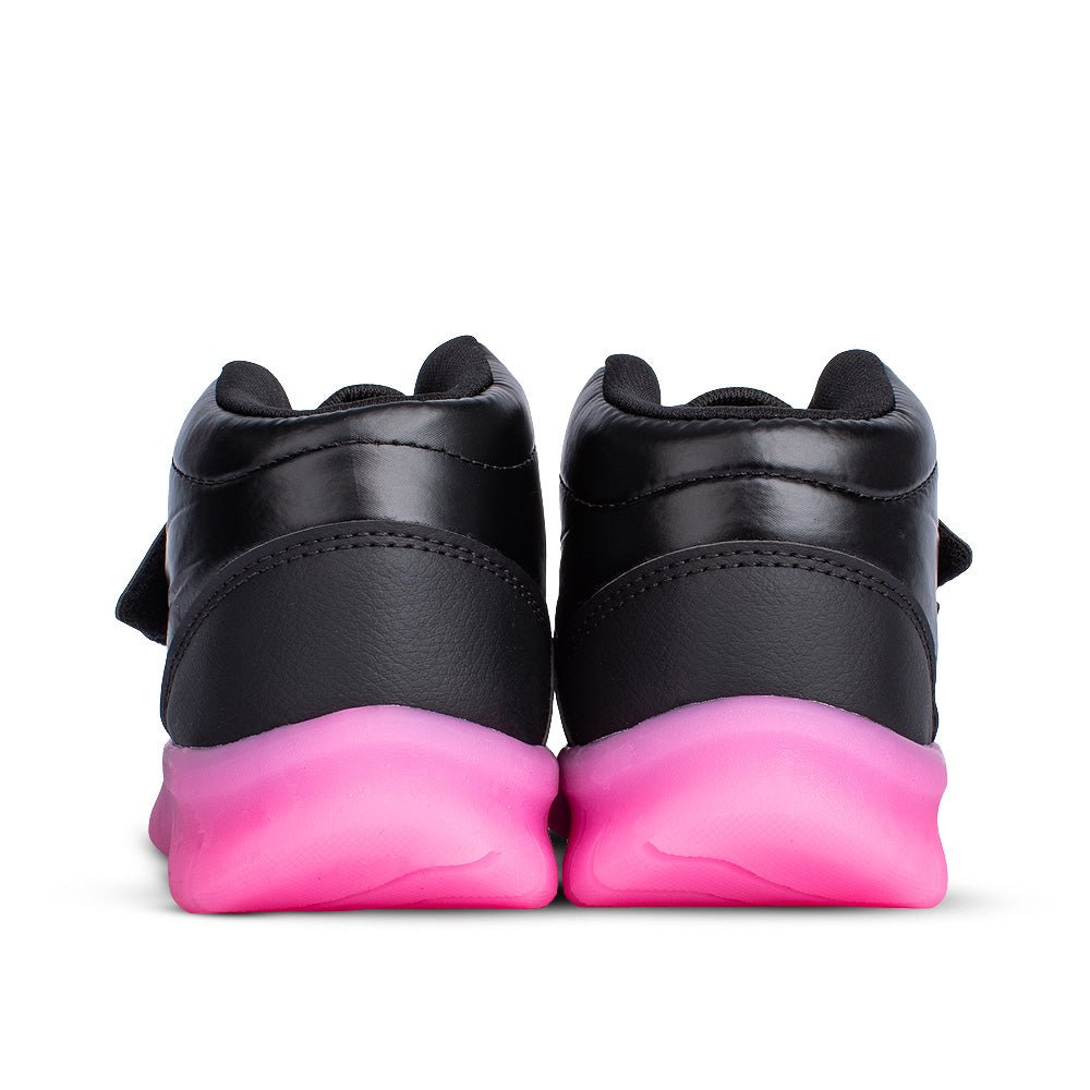 Tênis Infantil Menina Kidy Ultra Flexivel Preto/Pink Velcro Duplo Cano Alto - Kidy Calçados - 