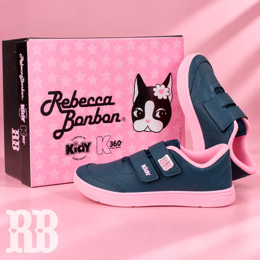 Tênis Infantil Menina Kidy Usefull College Rebecca Bonbon Marinho/Rosa - Kidy Calçados -
