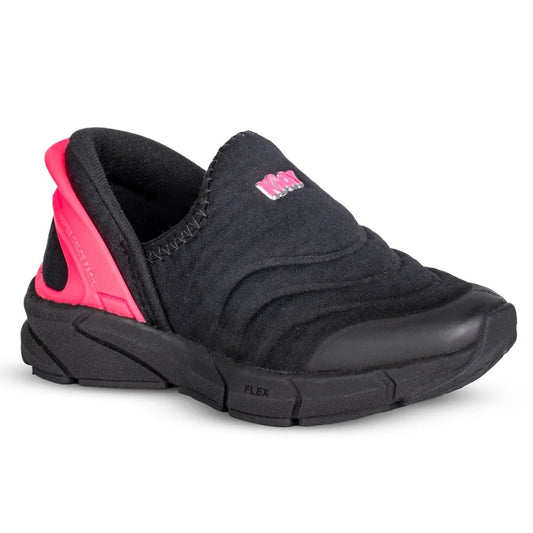 Tênis Infantil Menina Super Calce Fácil Kidy Preto e Pink Neon - Kidy Calçados - Tênis