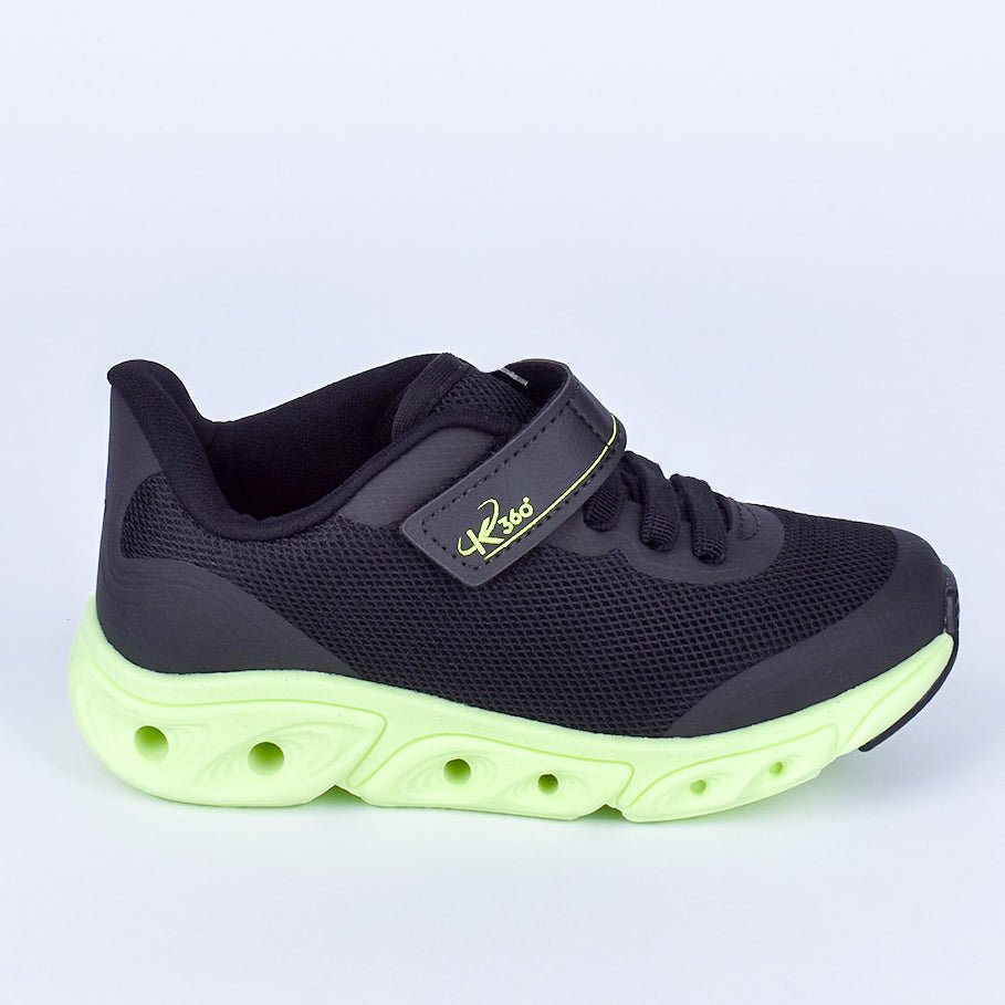 TENIS INFANTIL MENINO CASUAL K360 ENERGY IMPULSO PRETO/AMARELO NEON - Kidy Calçados - Tênis