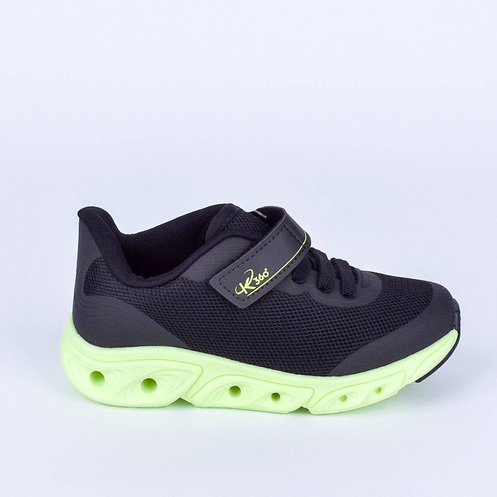 TENIS INFANTIL MENINO CASUAL K360 ENERGY IMPULSO PRETO/AMARELO NEON - Kidy Calçados - Tênis