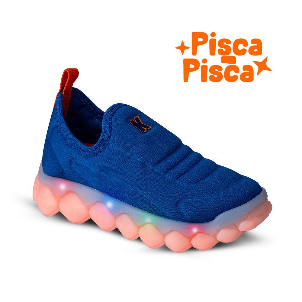 Tênis Infantil Menino Kidy Brinca Flex Azul Marinho Luz E Led - Kidy Calçados -