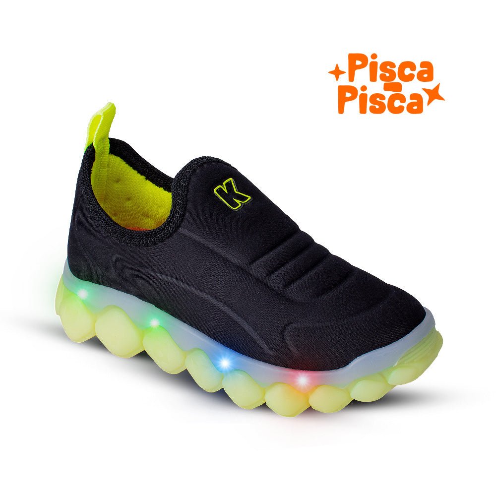 Tênis Infantil Menino Kidy Brinca Flex Preto Luz E Led - Kidy Calçados -