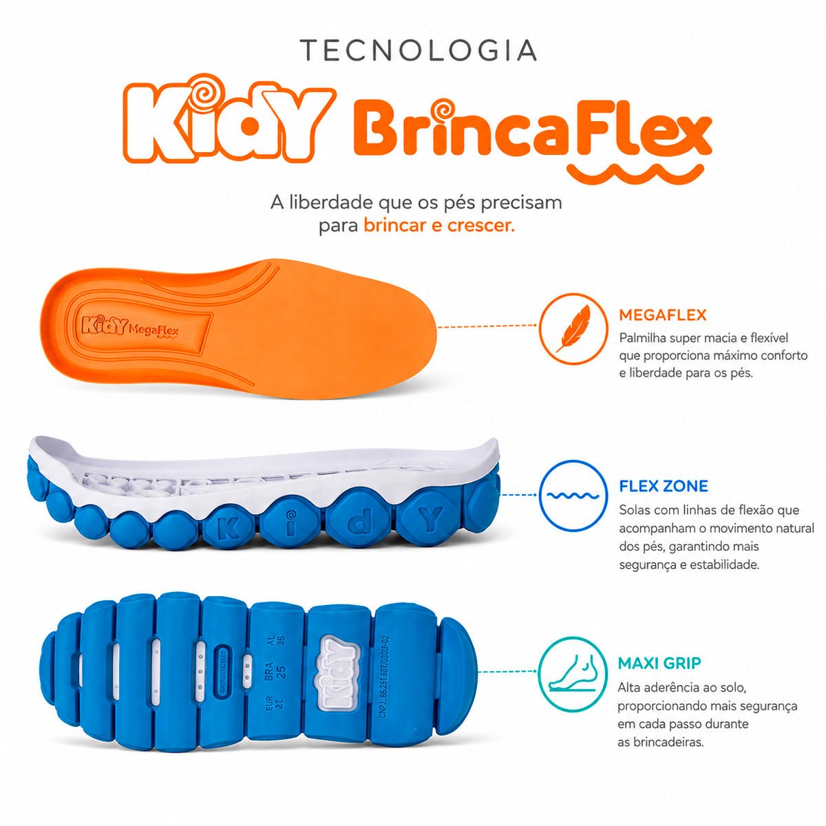 Tênis Infantil Menino Kidy Brinca Flex Ultra Flexível Preto e Azul Marinho - Kidy Calçados - 