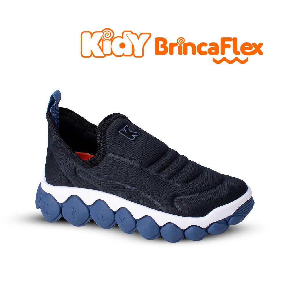 Tênis Infantil Menino Kidy Brinca Flex Ultra Flexível Preto e Azul Marinho - Kidy Calçados - 