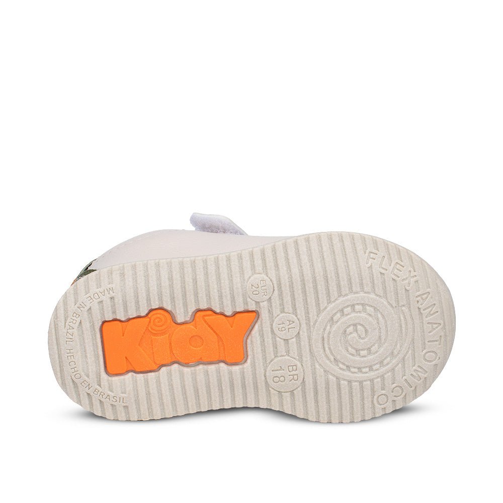Tênis Infantil Menino Kidy Casual Bebê Marfim e Verde Militar - Kidy Calçados - 