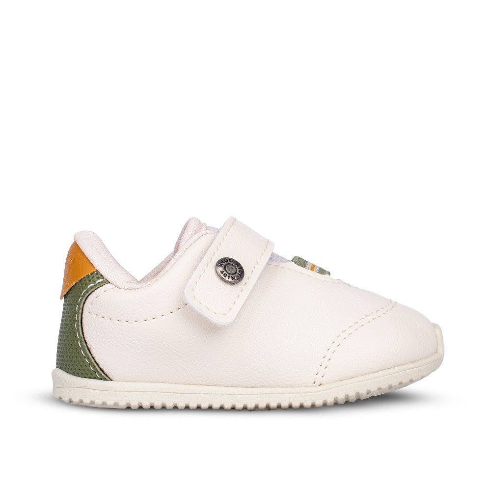 Tênis Infantil Menino Kidy Casual Bebê Marfim e Verde Militar - Kidy Calçados - 