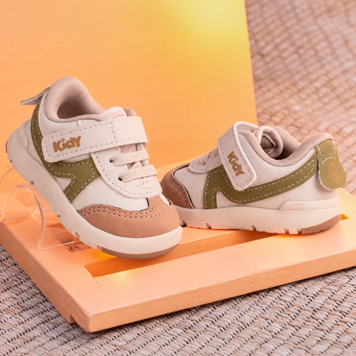 Tênis Infantil Menino Kidy Colors Bege/Verde Primeiros Passos - Kidy Calçados -