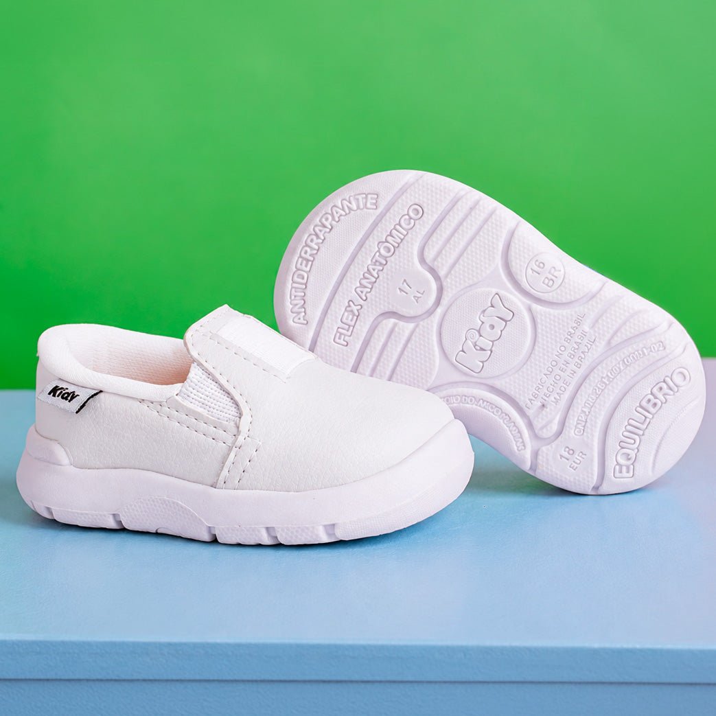 Tenis Infantil Menino Kidy Colors Equilíbrio Branco Batizado - Kidy Calçados -