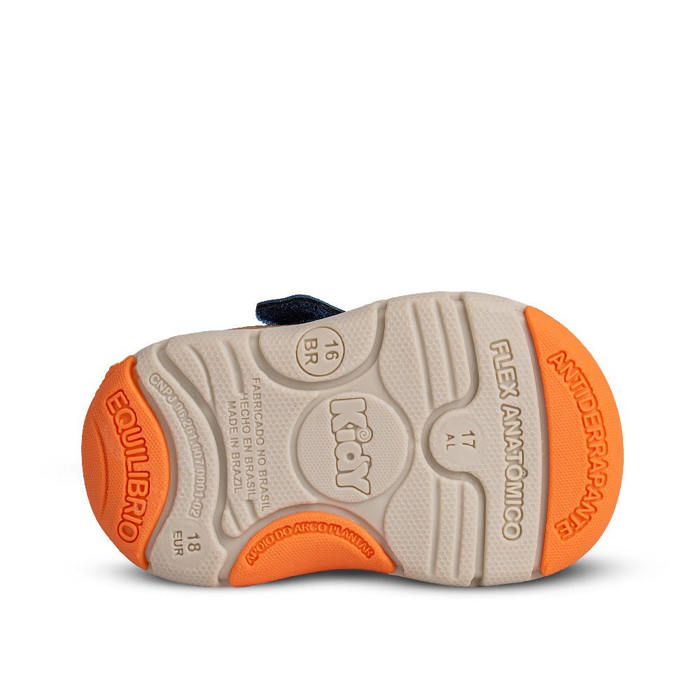 Tênis Infantil Menino Kidy Colors Equilibrio Marinho/Laranja - Kidy Calçados -