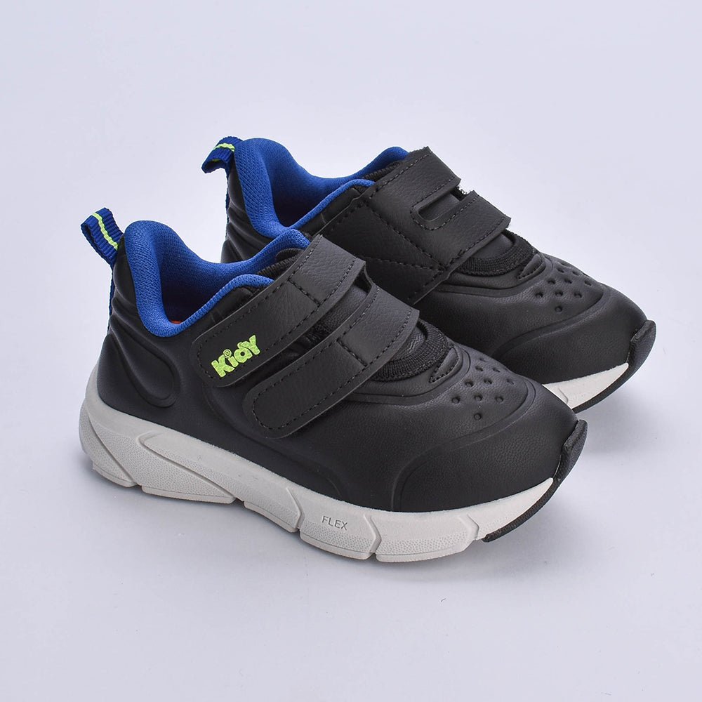 Tênis Infantil Menino Kidy Energy Baby Respitec Preto Azul e Amarelo Neon - Kidy Calçados - Tênis