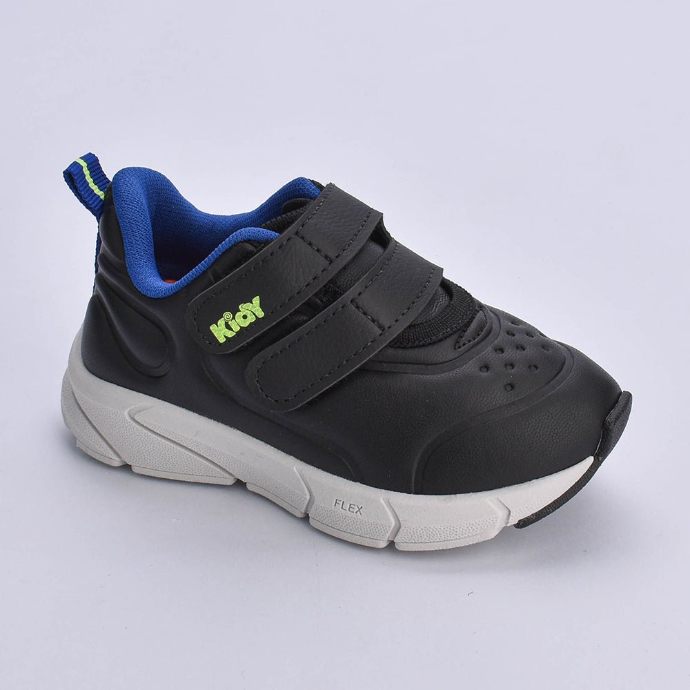 Tênis Infantil Menino Kidy Energy Baby Respitec Preto Azul e Amarelo Neon - Kidy Calçados - Tênis