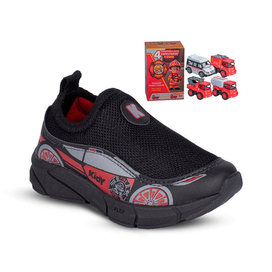 Tênis Infantil Menino Kidy Energy Baby Respitec Preto Bombeiro - Kidy Calçados - Tênis