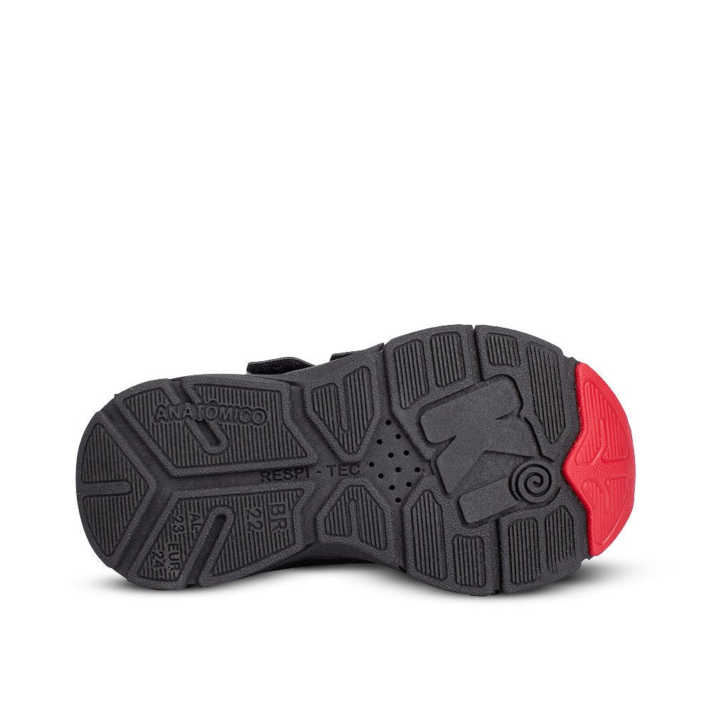Tênis Infantil Menino Kidy Energy Baby Respitec Preto/Vermelho Escolar - Kidy Calçados - 