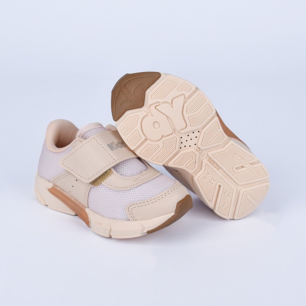 Tênis Infantil Menino Kidy Energy Bebê Marfim com Dourado - Kidy Calçados - Tênis