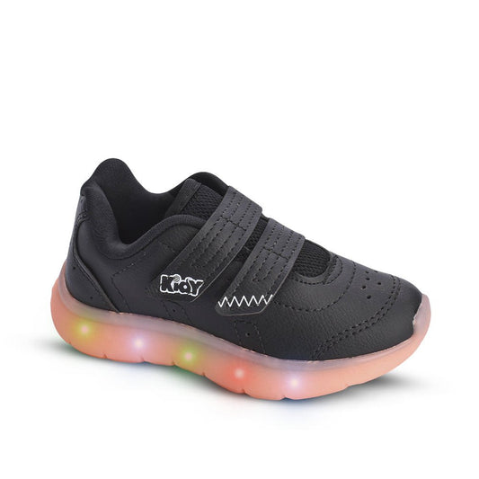 Tênis Infantil Menino Kidy Flex Light Preto/Laranja Neon Leve e Confortável - Kidy Calçados - Tênis