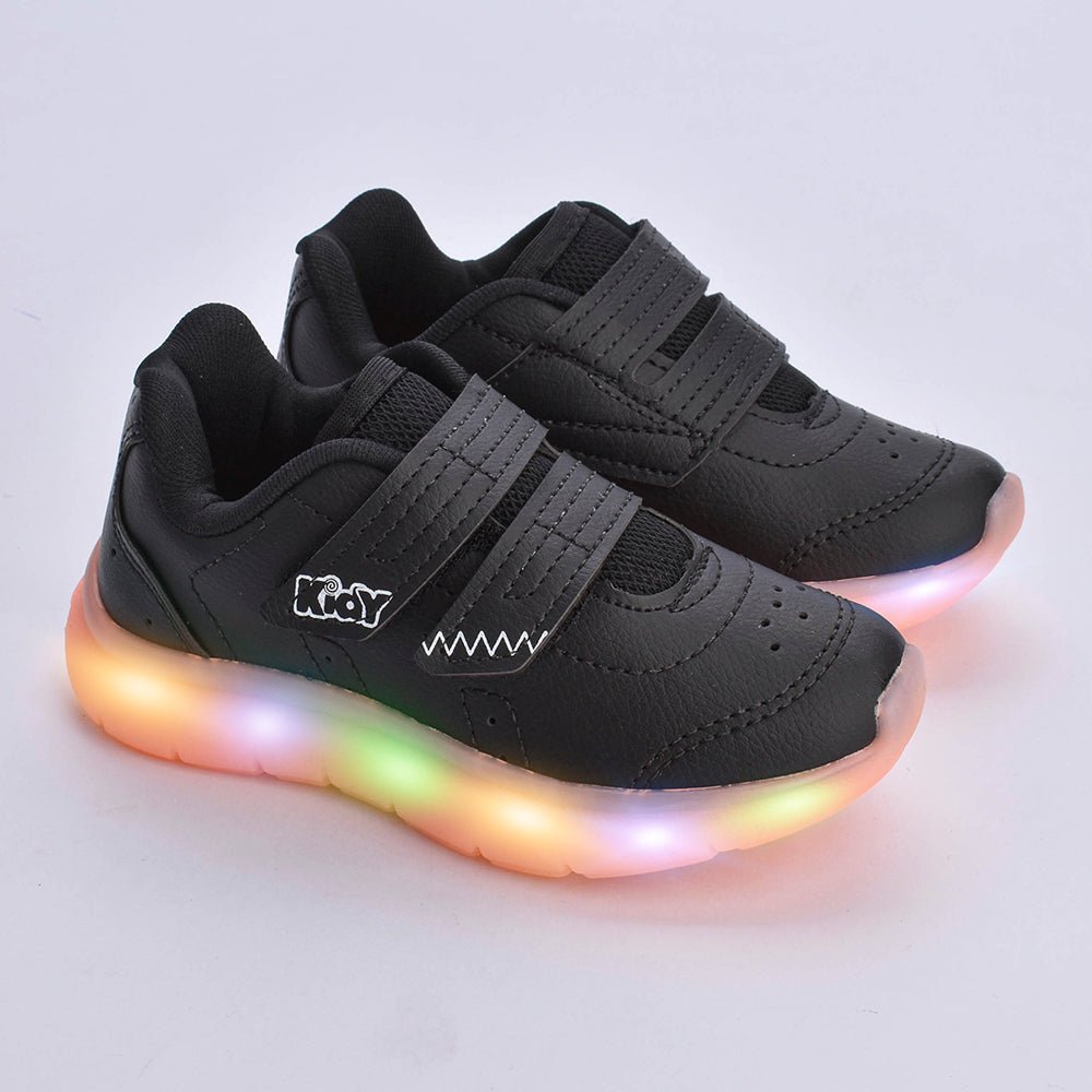 Tênis Infantil Menino Kidy Flex Light Preto/Laranja Neon Leve e Confortável - Kidy Calçados - Tênis