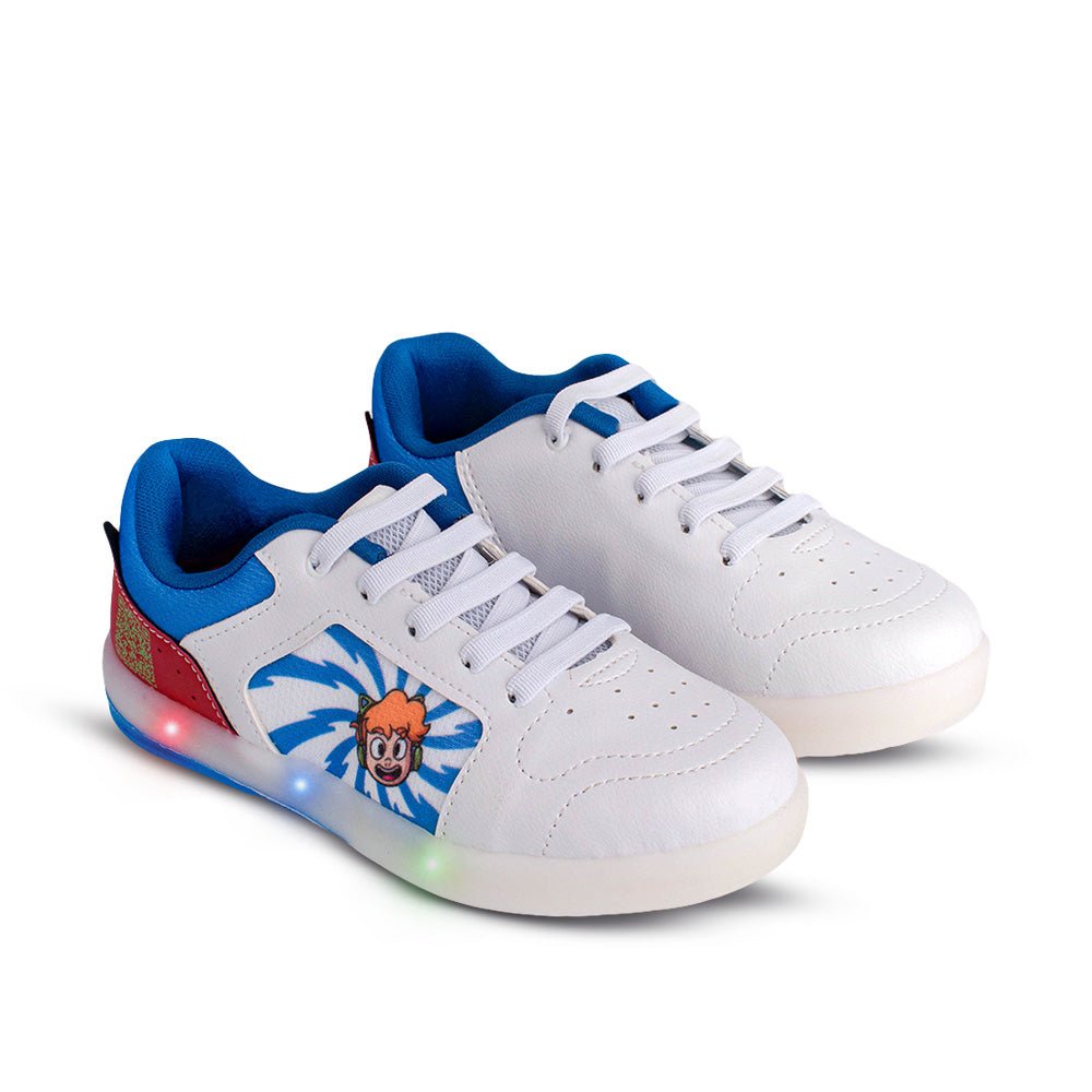Tênis Infantil Menino Kidy Gato Galáctico Branco Casual Luz e Led - Kidy Calçados - Tênis