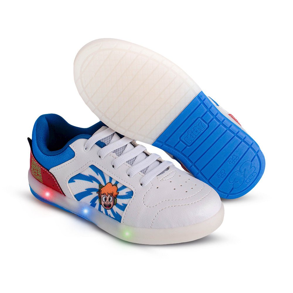Tênis Infantil Menino Kidy Gato Galáctico Branco Casual Luz e Led - Kidy Calçados - Tênis
