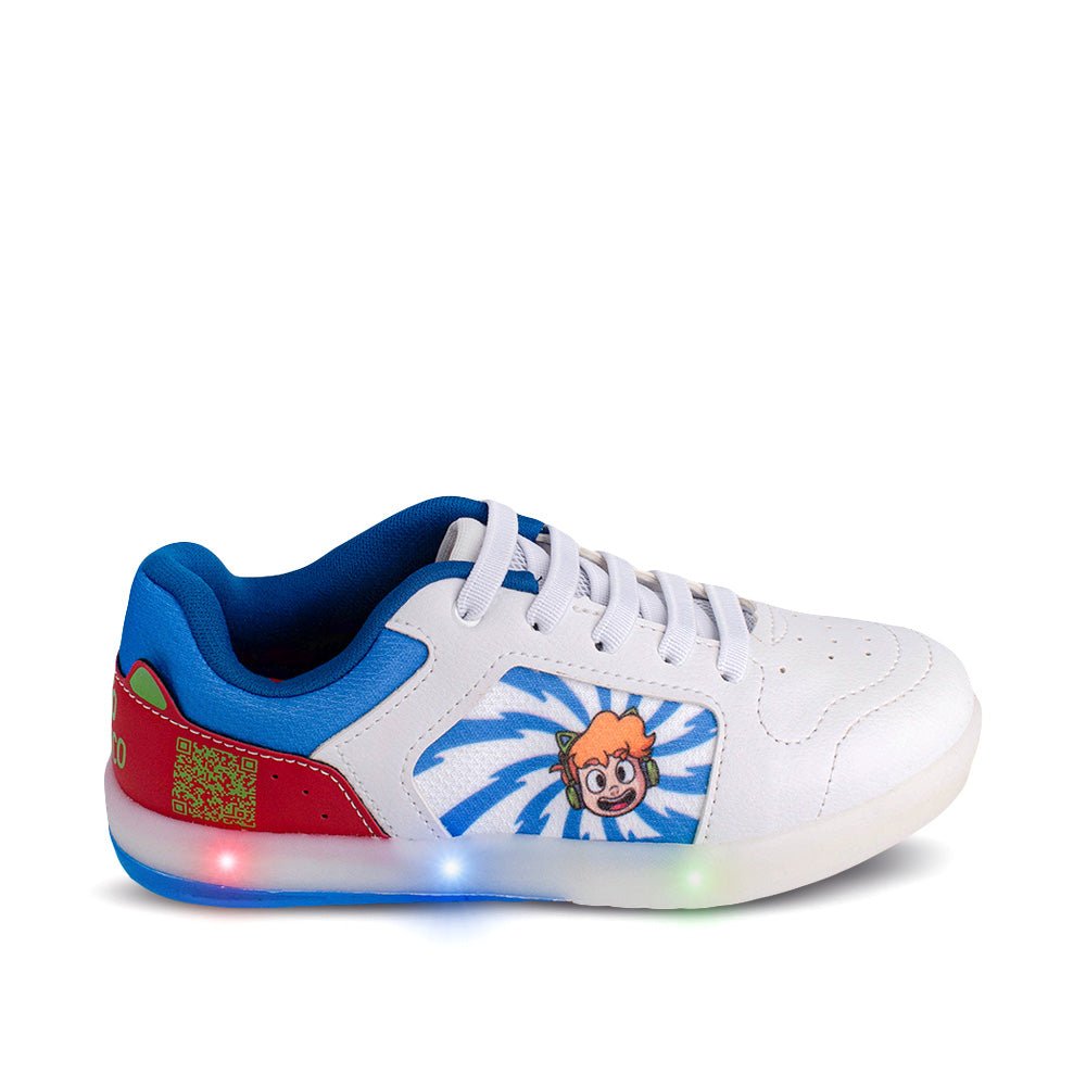 Tênis Infantil Menino Kidy Gato Galáctico Branco Casual Luz e Led - Kidy Calçados - Tênis