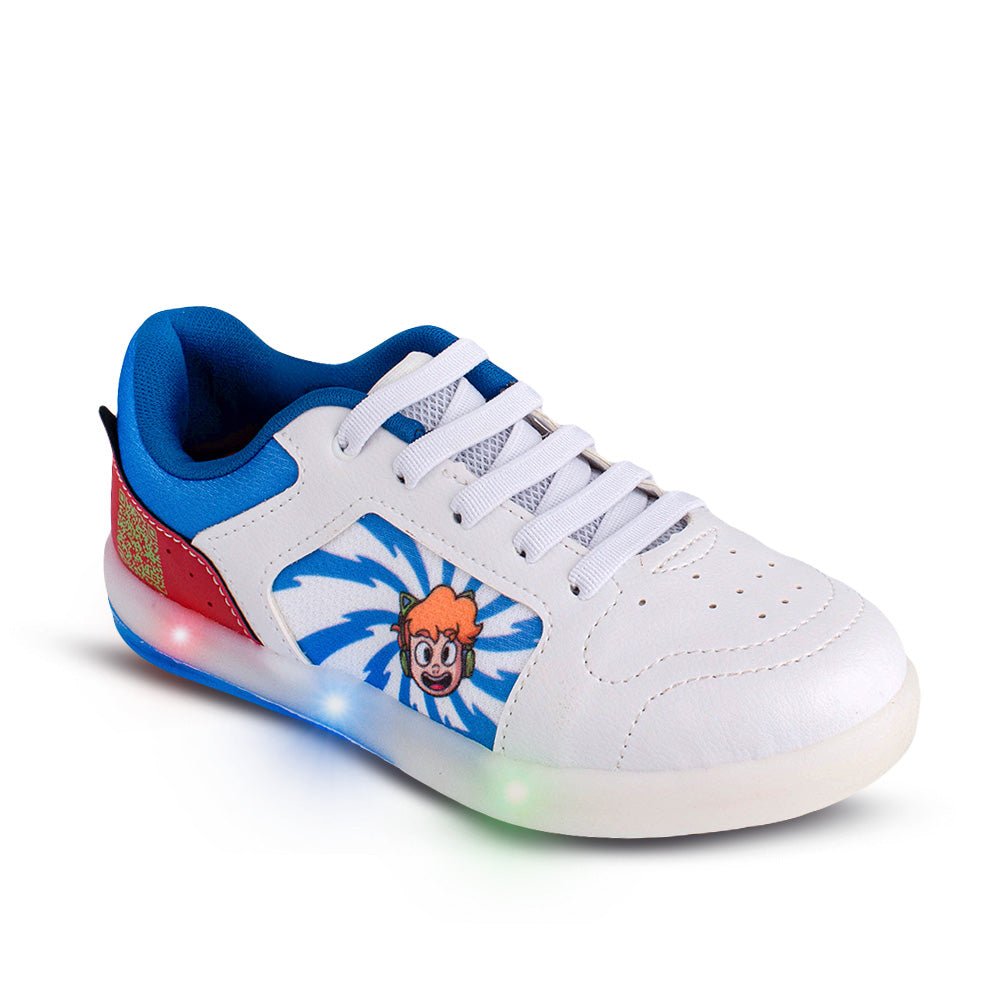 Tênis Infantil Menino Kidy Gato Galáctico Branco Casual Luz e Led - Kidy Calçados - Tênis