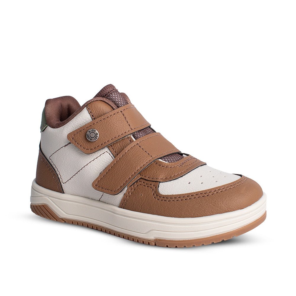 Tênis Infantil Menino Kidy Happy Cano Alto Natural/Caramelo - Kidy Calçados - 