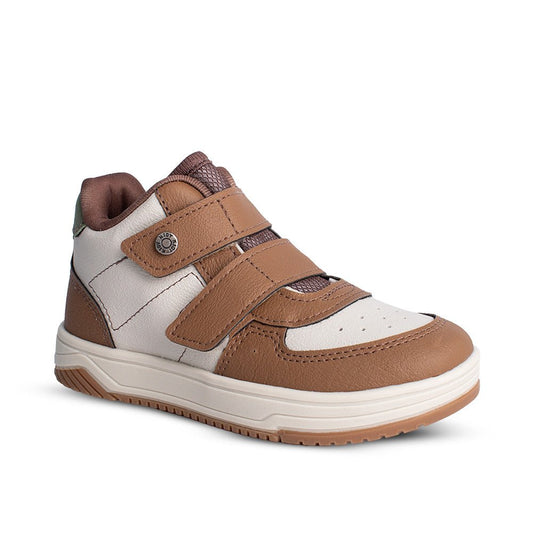 Tênis Infantil Menino Kidy Happy Cano Alto Natural/Caramelo - Kidy Calçados - 