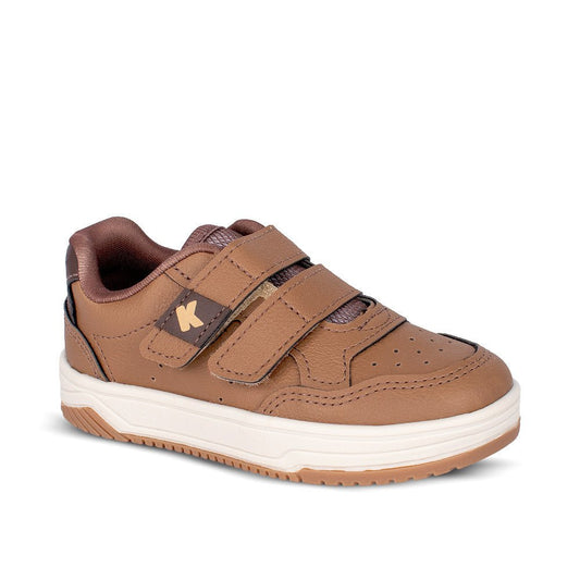 Tênis Infantil Menino Kidy Happy Caramelo Marrom Velcro Duplo e Confortável - Kidy Calçados - 