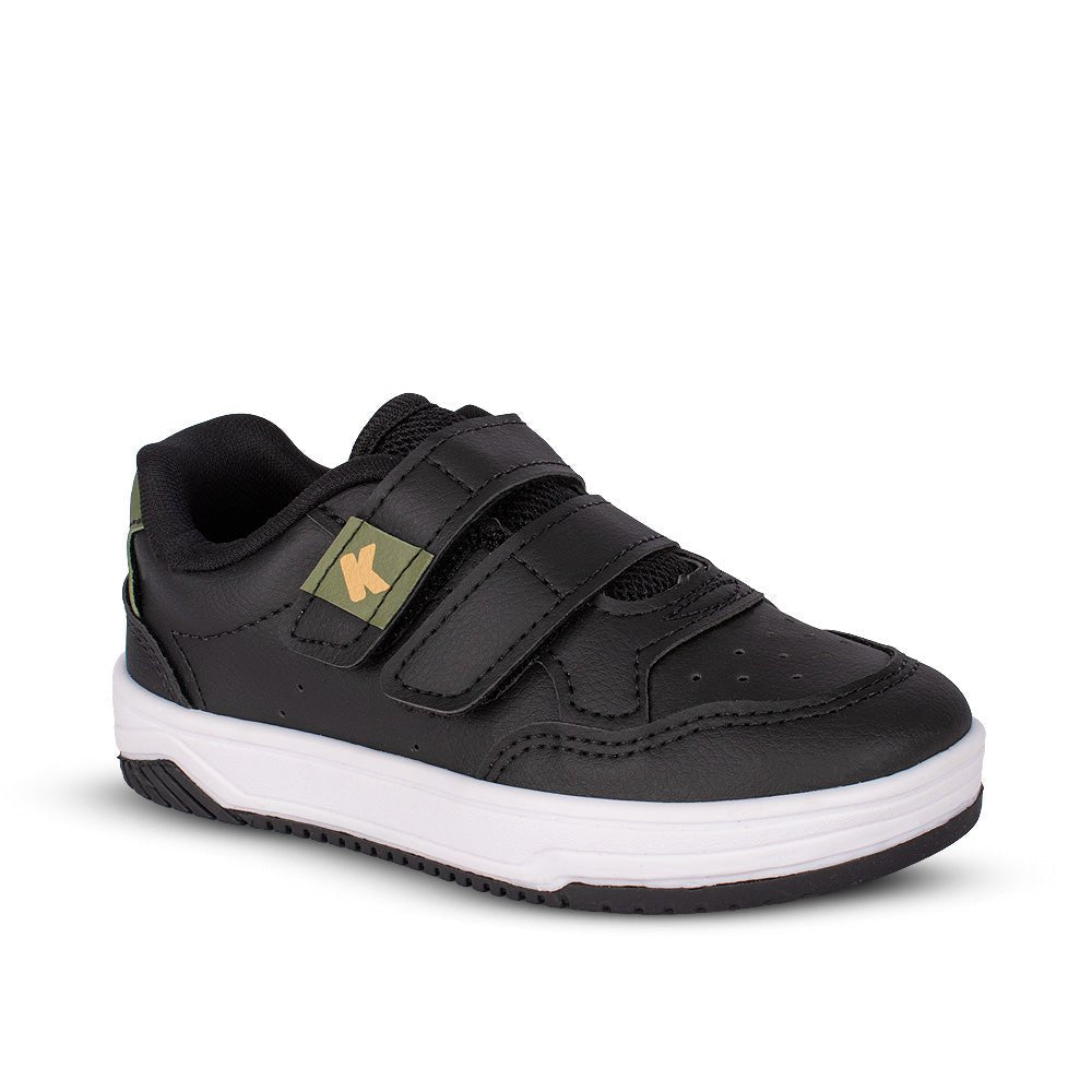 Tênis Infantil Menino Kidy Happy Preto Verde Militar Velcro Duplo Moderno - Kidy Calçados - 