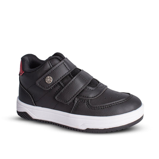 Tênis Infantil Menino Kidy Happy Velcro Duplo Preto com Vermelho 22 ao 27 - Kidy Calçados - 