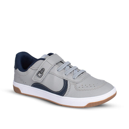 Tênis Infantil Menino Kidy K - 360 Casual Conforto Gelo/Cinza/Marinho Macio - Kidy Calçados - 