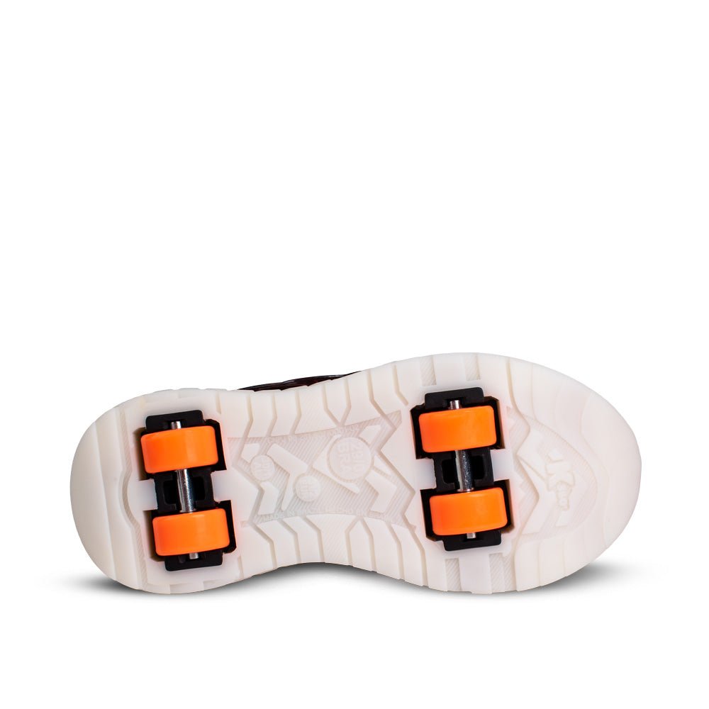 Tênis Infantil Menino Kidy K360 de Rodinha Preto/Laranja Luz e Led - Kidy Calçados -