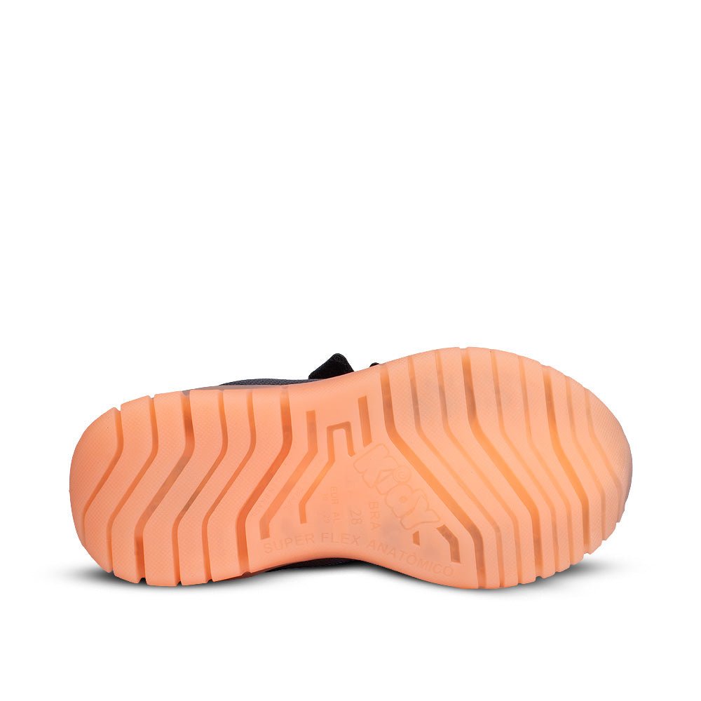Tênis Infantil Menino Kidy Light Fun Grafite e Laranja Pisca - Pisca e Velcro Duplo - Kidy Calçados - 