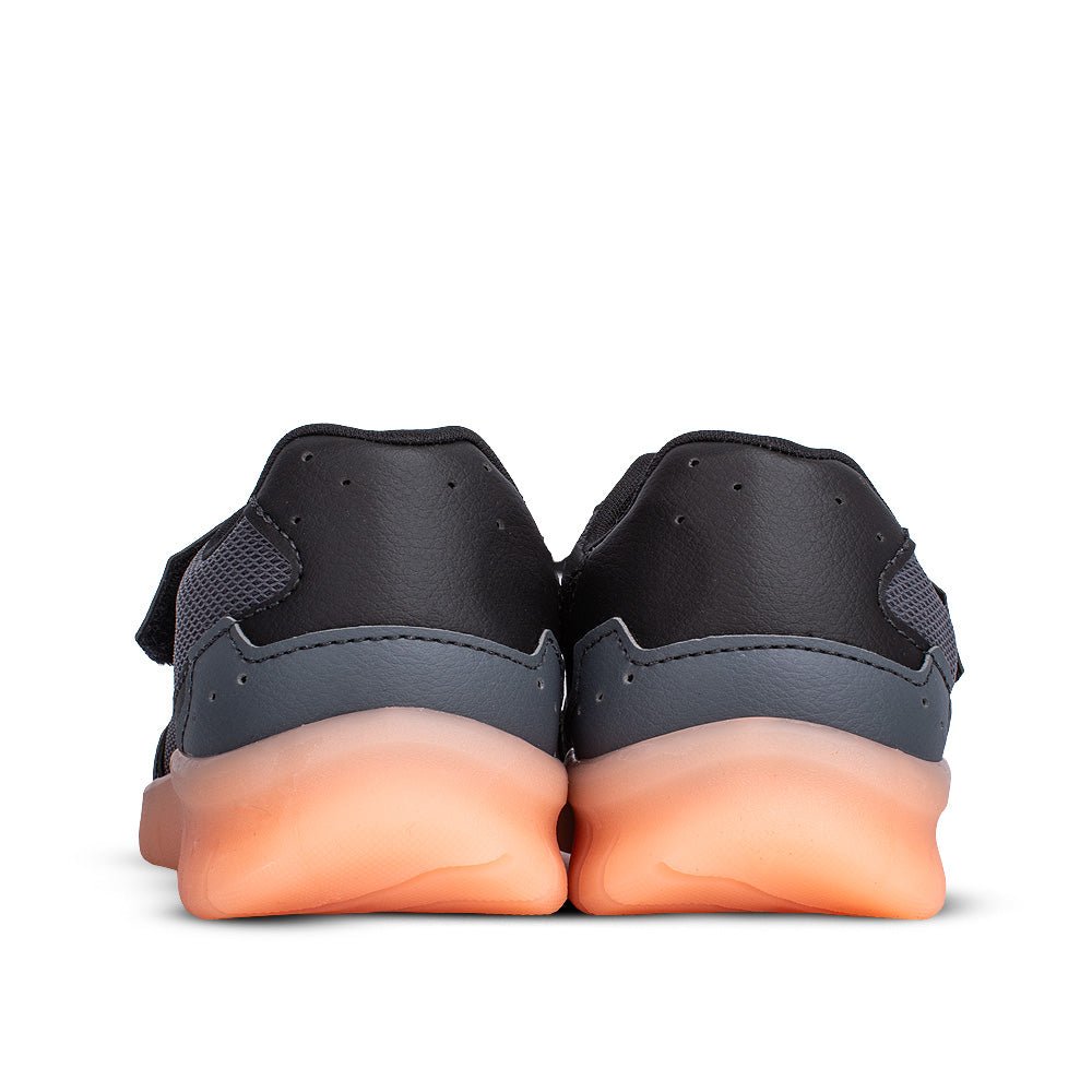 Tênis Infantil Menino Kidy Light Fun Grafite e Laranja Pisca - Pisca e Velcro Duplo - Kidy Calçados - 