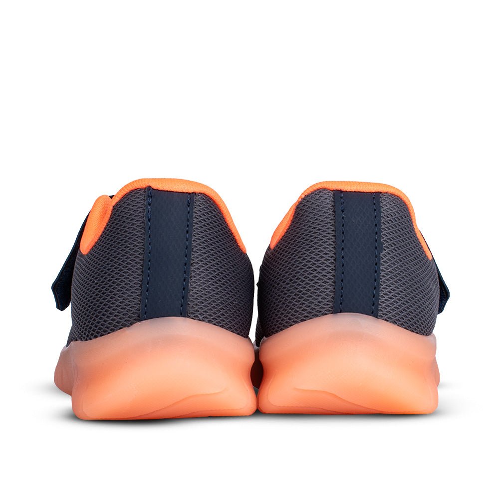 Tênis Infantil Menino Kidy Light Fun Marinho Grafite e Laranja Neon Pisca - Pisca e Velcro - Kidy Calçados - 