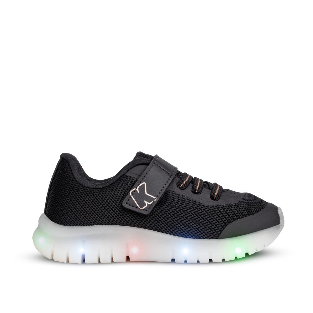 Tênis Infantil Menino Kidy Light Fun Preto e Bronze Pisca - Pisca e Velcro - Kidy Calçados - 