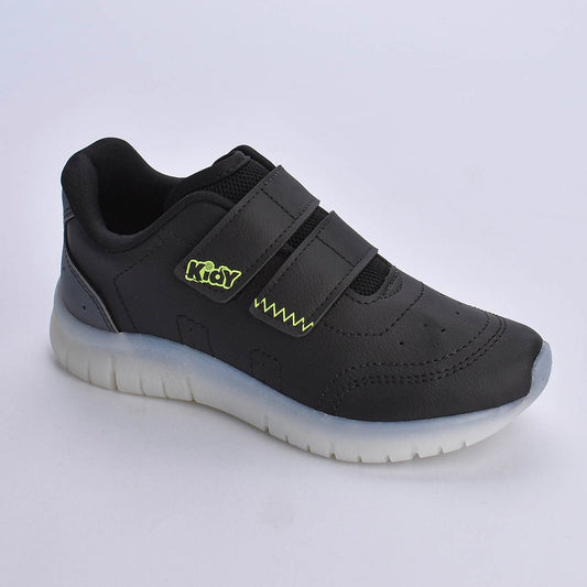 Tênis Infantil Menino Kidy Light Fun Preto Grafite Amarelo Neon - Kidy Calçados - Tênis