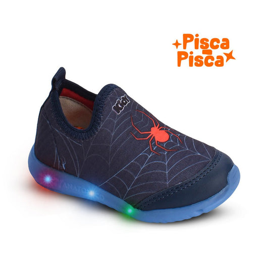 Tênis Infantil Menino Kidy Luz E Led Marinho e Vermelho Anatômico - Kidy Calçados - Tênis
