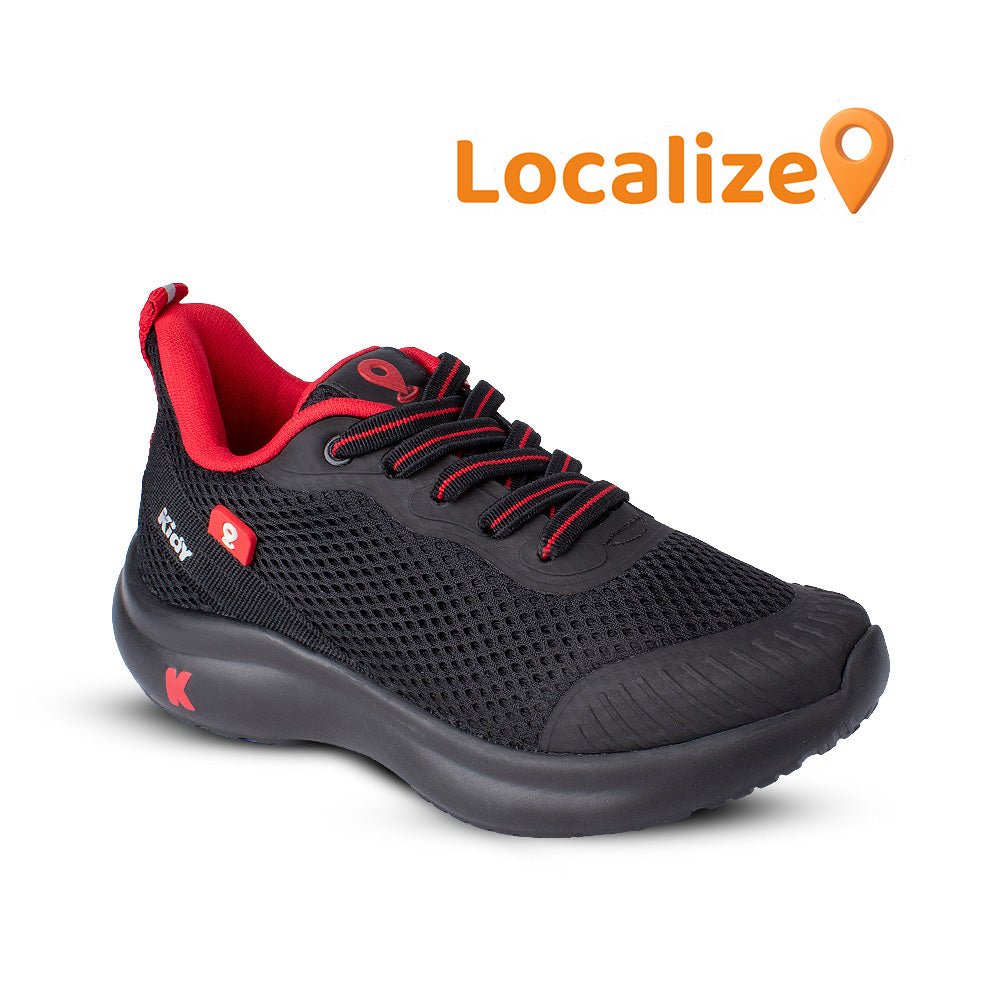 Tênis Infantil Menino Kidy Nuvem Localize Preto e Vermelho - Com Chip Localizador - Kidy Calçados - Tênis