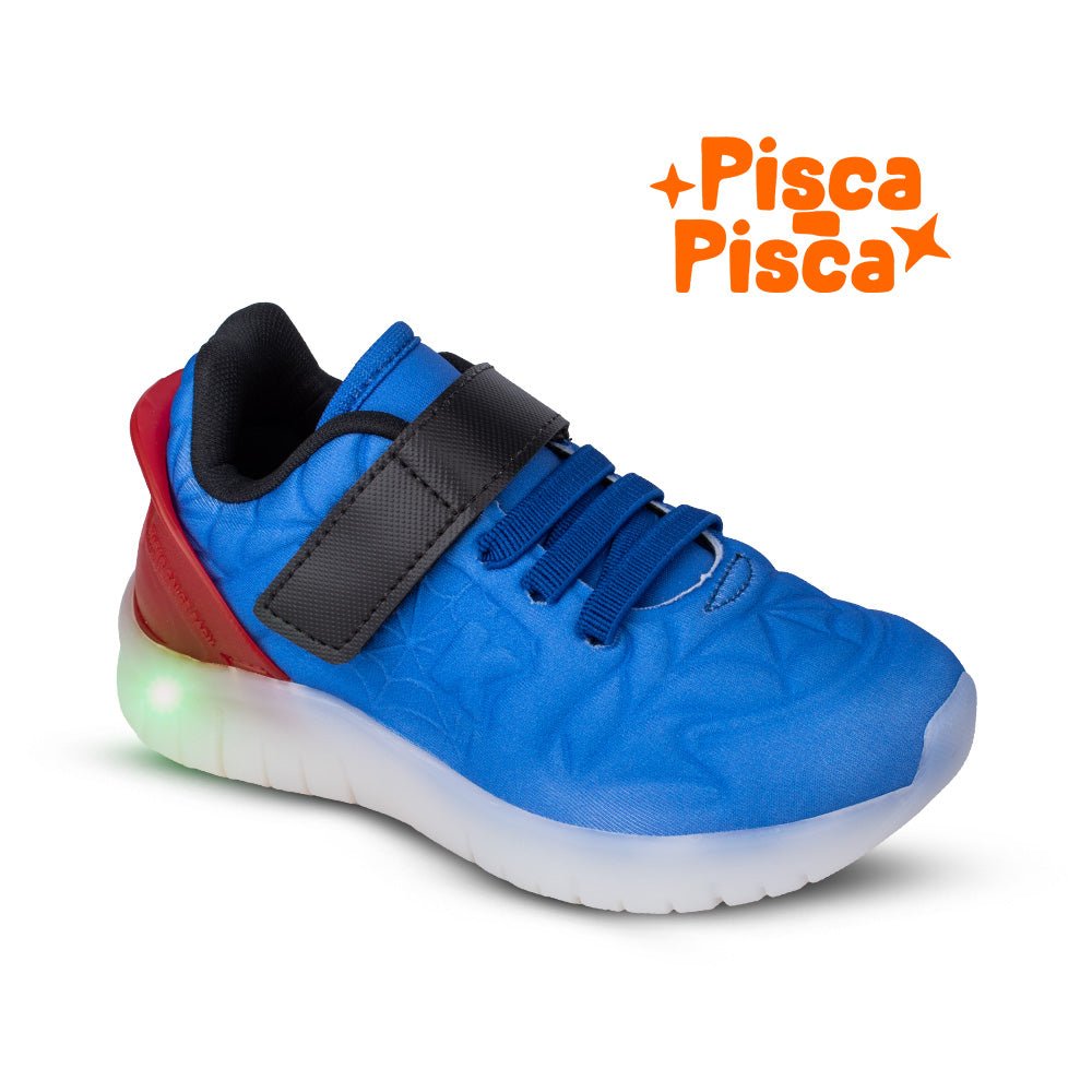Tênis Infantil Menino Kidy Pisca Pisca Azul/Vermelho Com Velcro - Kidy Calçados -