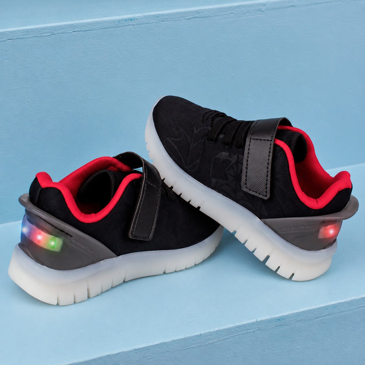 Tênis Infantil Menino Kidy Pisca Pisca Preto/Vermelho Com Velcro - Kidy Calçados -