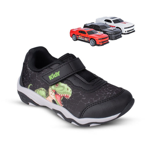 Tênis Infantil Menino Kidy Play Preto Dino Anatômico Com Brinquedo - Kidy Calçados -