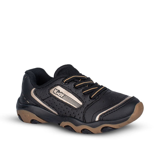 Tênis Infantil Menino Kidy Play Respitec Preto e Dourado Respirável e Estiloso - Kidy Calçados - Tênis